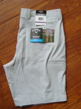 NWT Callaway Golf Shorts Pearl Gray Performance Opti Dri Mens Casual 36